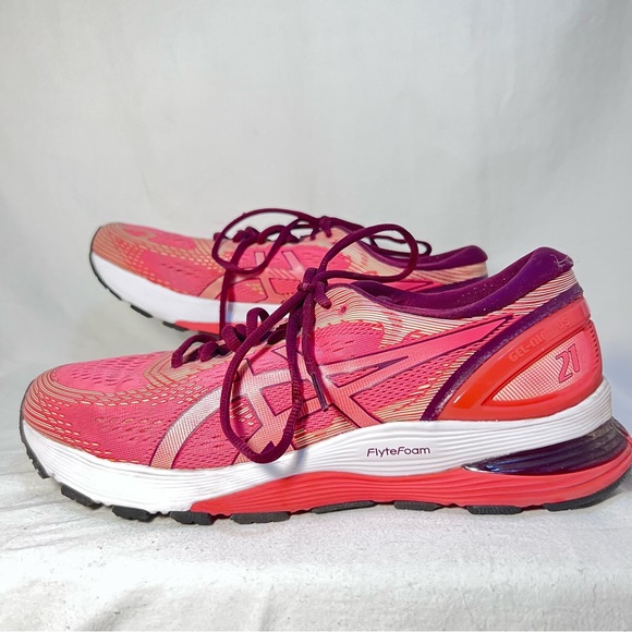 Asics Shoes - Asics Gel Nimbus 21 Nimbus Womens Size 11 Pink Flyte Foam Sneakers Running Shoes